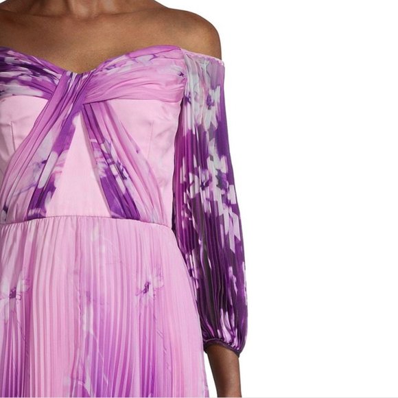 FLOR ET.AL Rossetti $895 Floral-Print Midi strapless sexy Dress 2 - Picture 5 of 13
